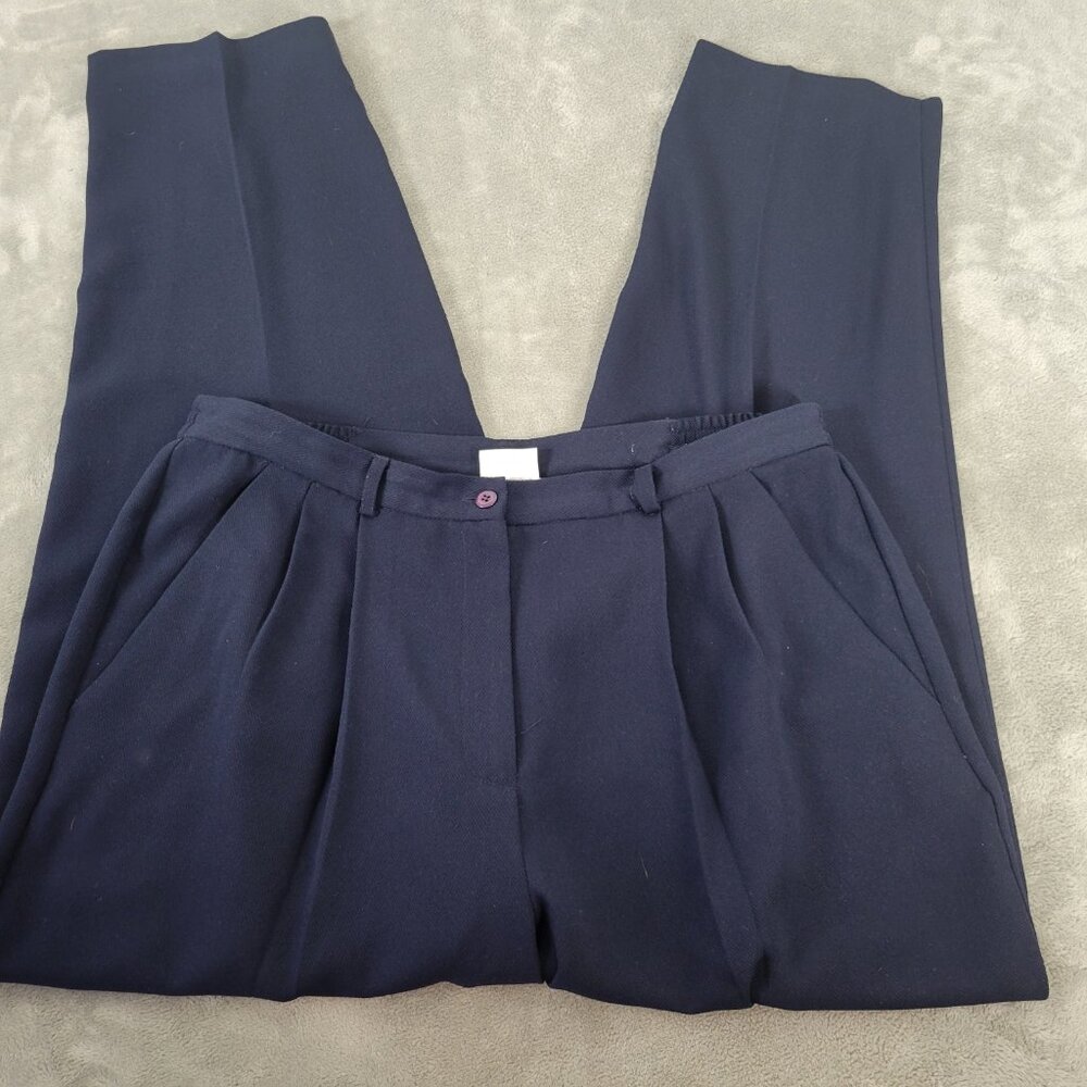 Villager Liz Claiborne 16W Blue Capri Pants Plus Size Pleated BLU252E
